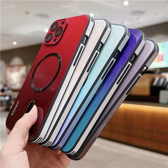 For iPhone 14 Pro Max 12 13 14Pro Luxury Mag Safe Gradient Glass Case Shockproof - Picture 9 of 10